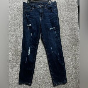 Tommy Hilfiger Women's Skinny Jeans - Dark Blue with Distressed Details